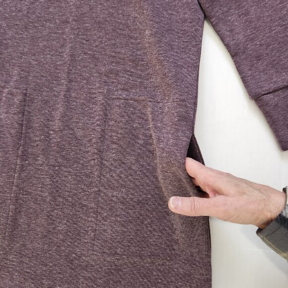 Nau Sweatshirt Dress Short XS Plum Heathered Square Neck Long Sleeve Pockets - Picture 4 of 10